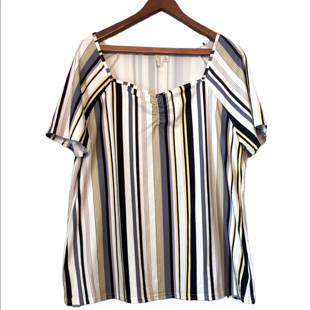 C Est 1946 Striped Short Sleeve Top